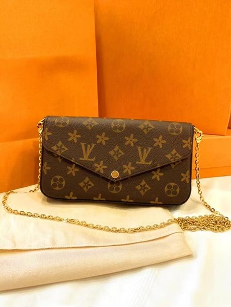 

evening bag envelope bag women chain shoulder bag messenger leather handbag original box flower checkers date code serial number embossed pa