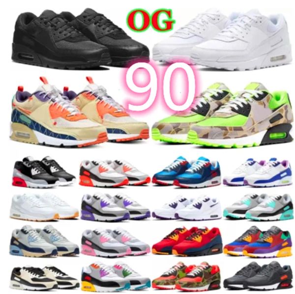 

air 2022 airmaxs shoes new 90 90s max running shoe mens women black white classic cushion casual training sports sneakers size 36-46