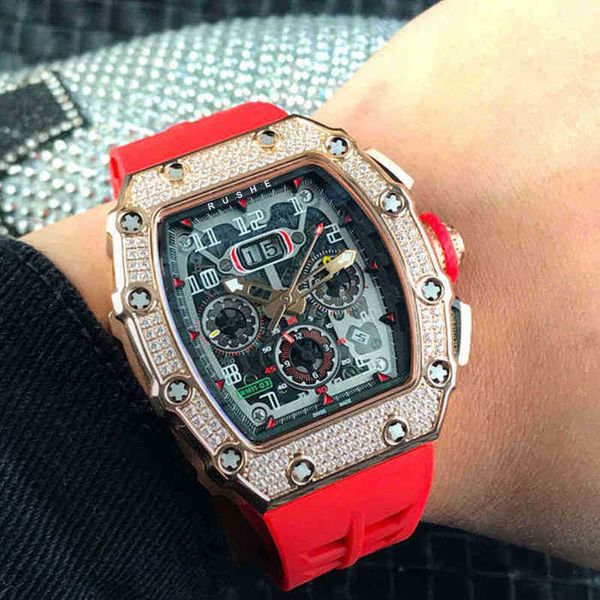 

star luxury movement mens automatic mechanics milles watch richa imported diamond barrel inlaid full mechanical fully, Black;brown