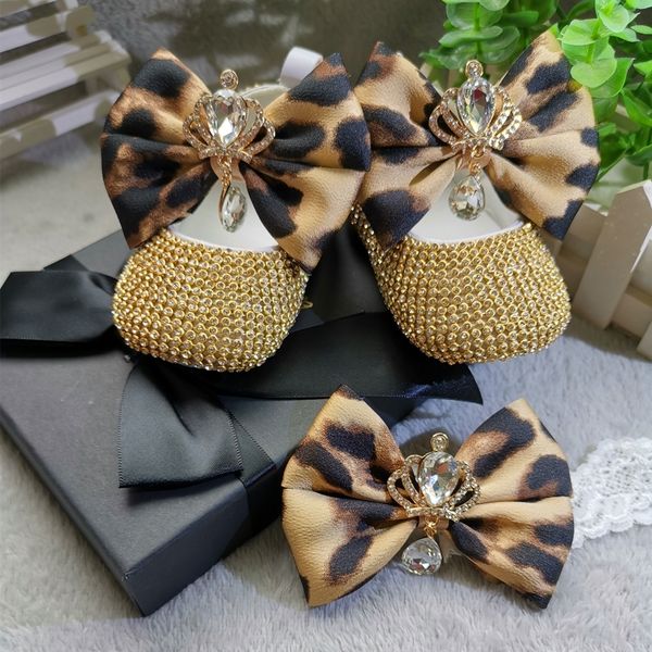 

first walkers dollbling baby girl leopard design luxury crown jewelry diamond bling ballerina shoes first communion outfit nursery decoratio