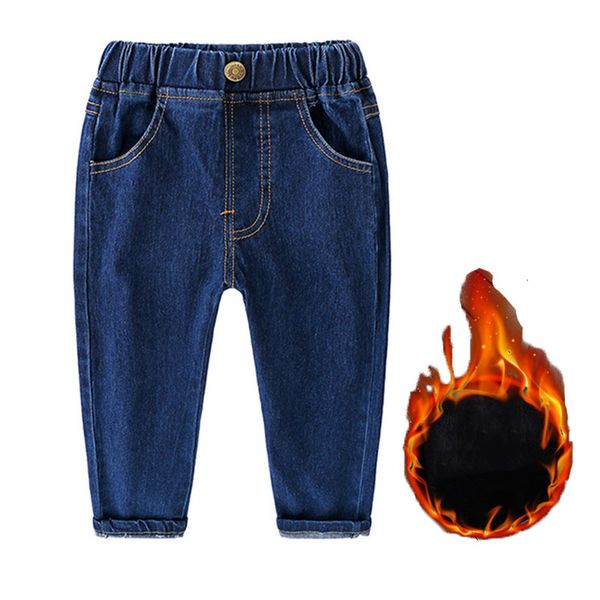

trousers winter boys pants 26 years children jeans fashion toddler kids thick loose baby cartoon stretch warm 230223, Blue