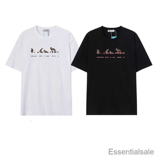 

2023 designer summer t shirts lanvins men's womens short sleeve tees crewneck cotton luxury leopard decoration casual loose t-shirts 8v, White;black