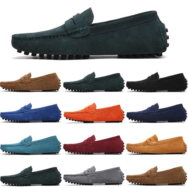 

men casual shoes mens slip on lazy suede leather shoe big size 38-47 red, Black