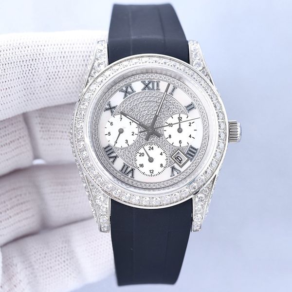 

mens watch automatic mechanical 9100 movement watches luminous case with diamond 40mm fashion sapphire business wristwatch waterproof, Slivery;golden
