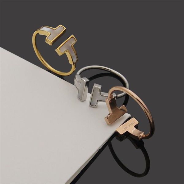 

luxury designer jewelry men and women rings alphabetic shell open ring fashion simple brand ring for the new 2021 edition271w, Silver