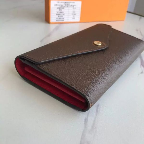 

luxury design women wallet genuine leather long wallets foldable ladies coin purse folder woman purses passport holder p bags with box, Red;black
