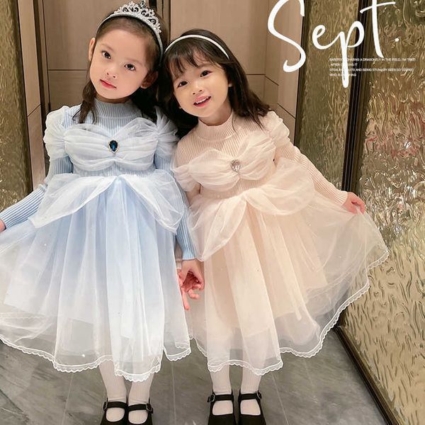 

girl's dresses girls princess dress knitted mesh dress fairy 2022 new fashion spring and autumn birthday wedding party g230222, Red;yellow
