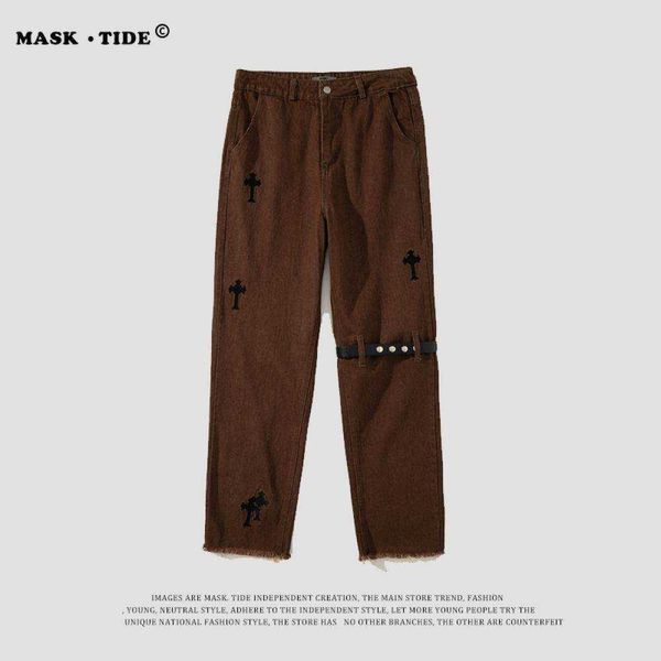 

men's jeans chromes' heartss designer pants leather strap straight men women fashion loose cargo sweaterpants cotton luxury brand, Black
