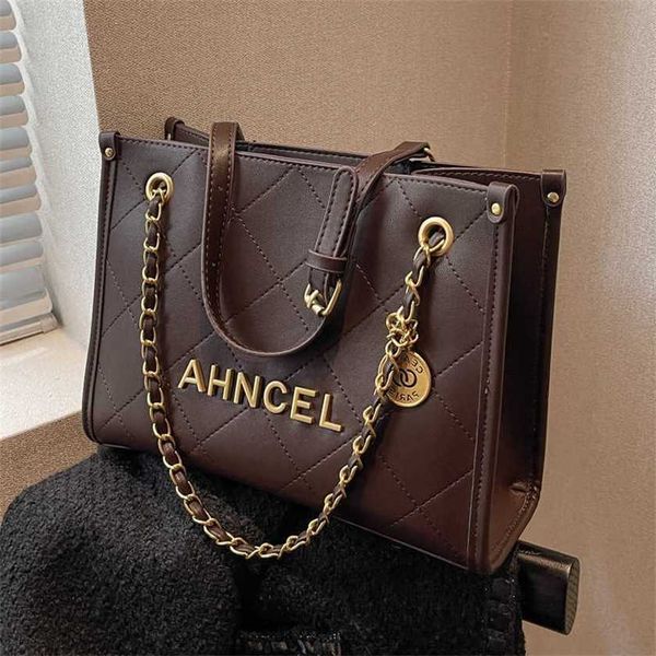 

32% off handbag 2023 fashion women's bag leather quality handbag handbag fashionable shoulder large capacity fashion lingge chain shoul