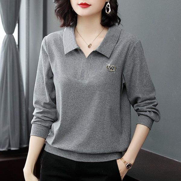 

women's blouses shirts polo bottoming shirt fashion allmatch longsleeved tshirt autumn winter solid pullovers 230223, White