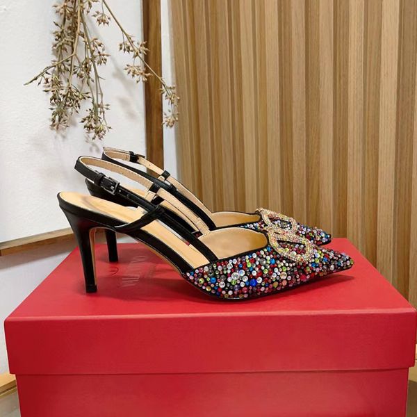 

shoes dress crystal-embellished buckle pumps spool heels sandals women's luxury designers dress evening slingback sandal large size wom