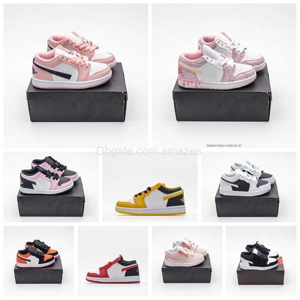 

2023 new light 1 low arctic orange pink (gs)) kids sports shoes 1s arctic orange white anthracite girls boys children students sneakers 5535, Black