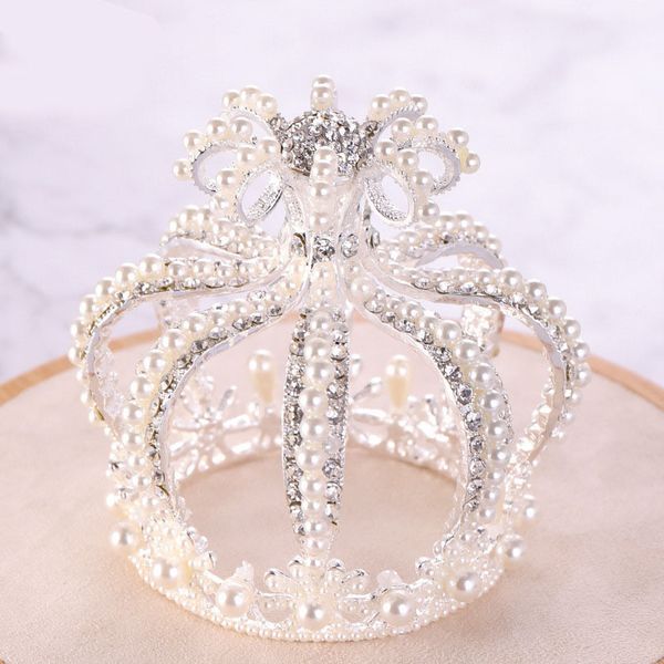 

wedding hair jewelry forseven shining crystal simulated pearls tiaras crowns headbands princess diadem bride noiva party decorative 230223, Slivery;golden