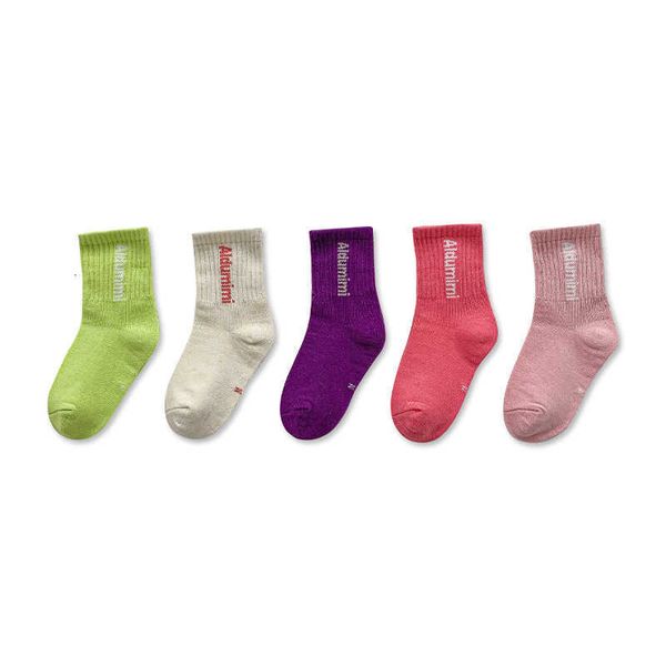 

2023 new chil1en's socks spring and summer thin breathable medium tube socks spring and autumn sports style cotton socks medium and lar, Pink;yellow