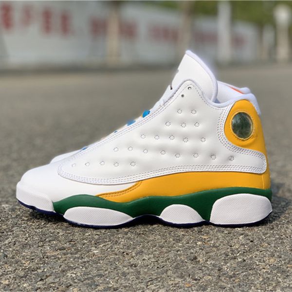 

jumpman 13 gs playground designer basketball shoes original quality womens 13s xiii white black-court purple-total orange outdoor sports sne
