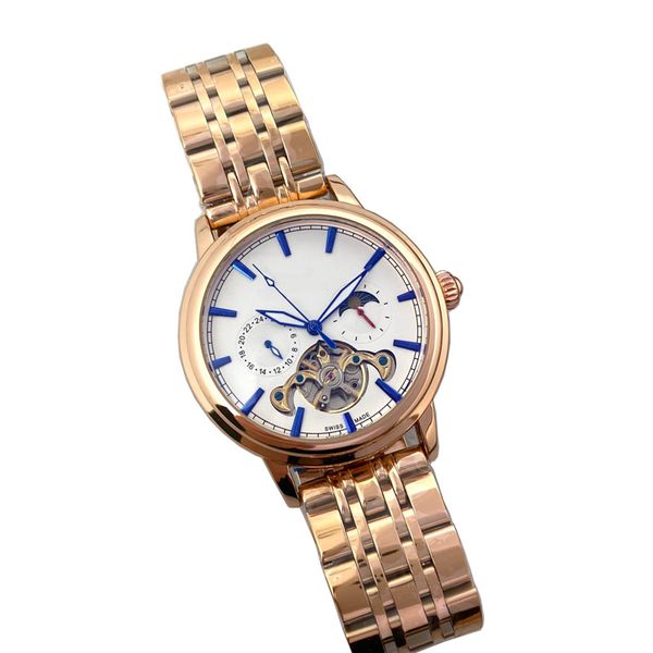 

fashion luxury mens watch mechanical automatic moon phase day date designer wristwatches brand stainless steel band watches for men christma, Slivery;brown