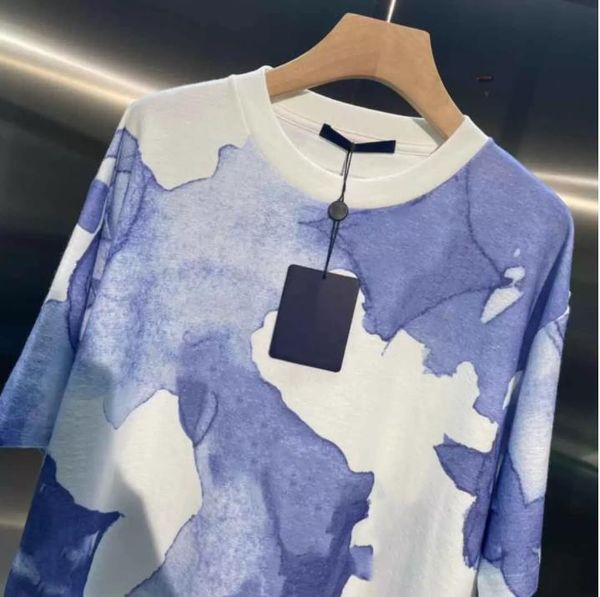

23ss new casual dress spring and summer new high-grade cotton printed short sleeve crew neck panel t-shirt color black and white, Black;gray