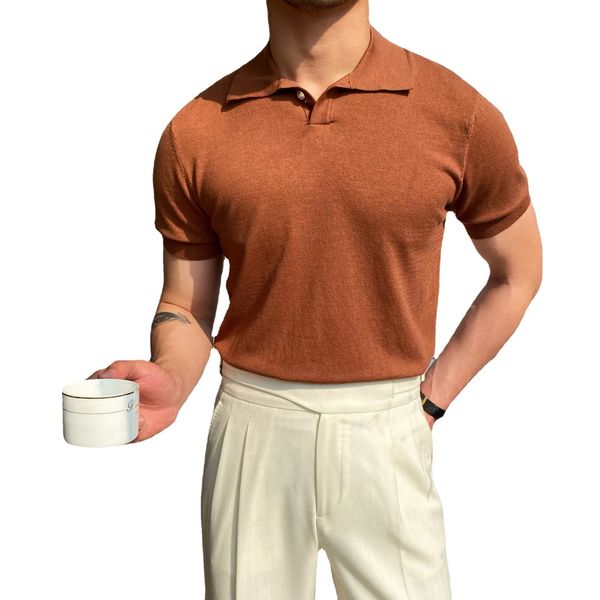 

men's polos summer men washed vintage knit short sleeve polo shirt fashion solid casual polo male tees slim sweater tshirt pullover 230, White;black