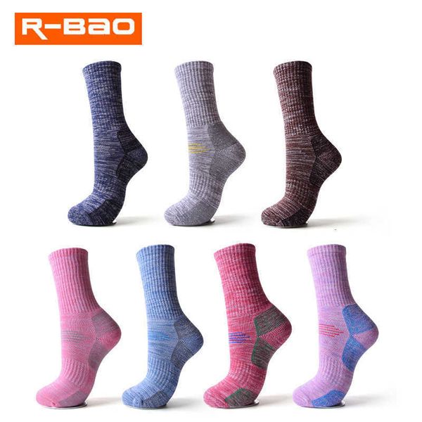 

r-bao autumn and winter new outdoor sports socks thick korean long-tube mountaineering socks ski socks hiking socks rb3320, Pink;yellow
