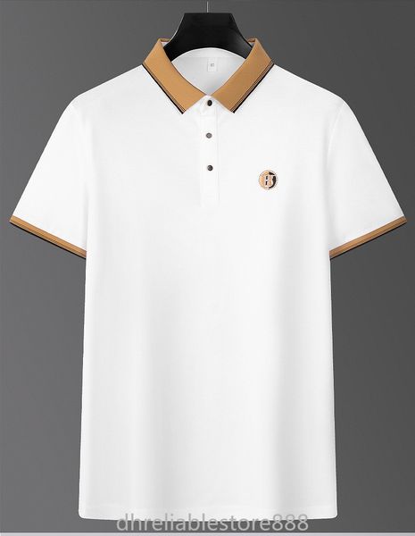 

men's polo t-shirt embroidered men's t-shirt lapel pure cotton casual fashion men's short sleeve polo shirt, White;black