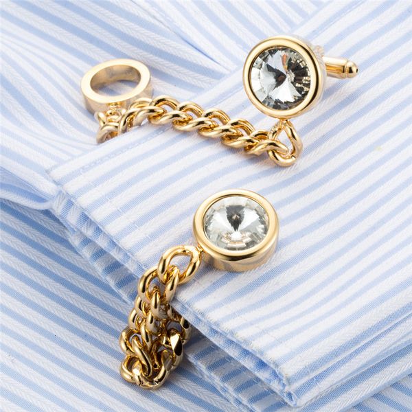 

cuff links round crystal links for mens tuxedo buckle shirt stud button brass chain luxury jewelry wedding gifts z559 230223, Silver