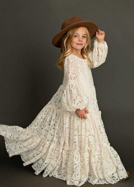 

girl's dresses girls lace long sleeve pink white dress baby kids bohemia elegant princess party vestidos costumes children clothing for, Red;yellow