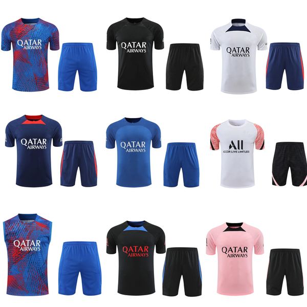

23 24 psgs tracksuit 2023 2024 classic style maillot training suit half pull long sleeve sergio ramos verratti icardi mbappe football short, Black