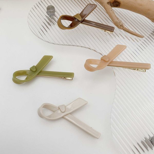 

hair clips barrettes korean design creative morandi color ribbon clips sweet little fresh acetic acid duck beak clip hair accessories for wo, Golden;silver