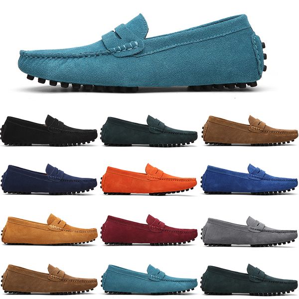 

men casual shoes mens slip on lazy suede leather shoe big size 38-47 red black
