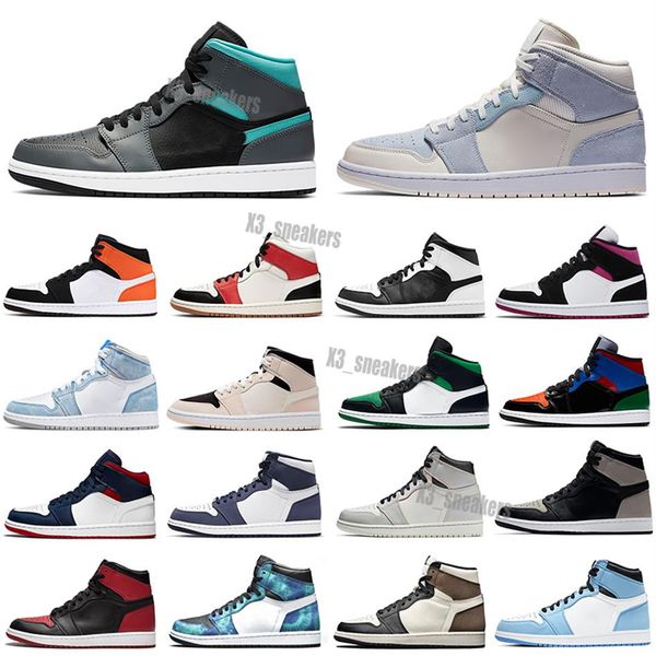 

2022 original jumpman 1 basketball shoes 1s dark mocha obsidian unc fearless flight university blue bred toe red backboard sport s244i