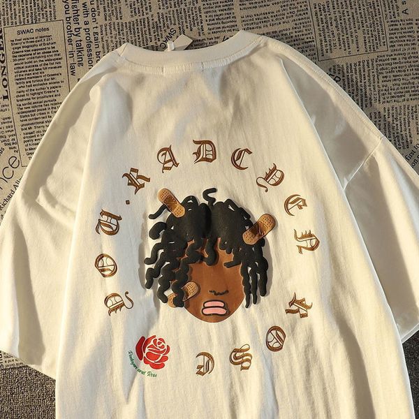 

men's tshirts american creative cartoon cotton short sleeved tshirt for men and women oversize summer loose casual lovers y2k clothes 2, White;black
