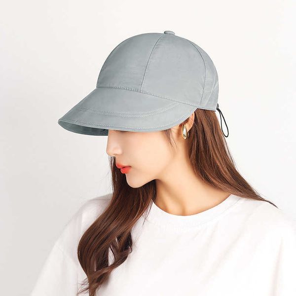 

wide brim hats ladies korean style fashion beach hiking sun hat adjustable drawcord cap outdoor practical summer bowknot visors solid travel, Blue;gray