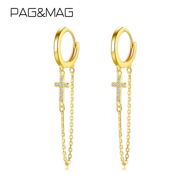 

dangle chandelier cubic zirconia cross clip on earrings 925 sterling silver cz chain trendy ear rings fine jewelry for girl gift 230223