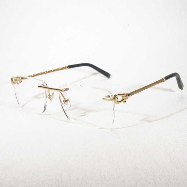 

vintage rimless eyeglasses men metal frame eyewear accessorie clear glasses square for club with case new fashion factory sun glasses 70%off, White;black