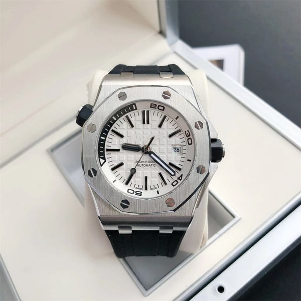 

1 5 0 0 classic men's watch automatic mechanical movement men's watch rubber strap 42mm, Slivery;golden