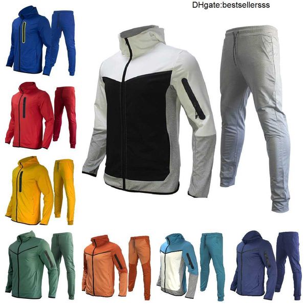 

2022 designer mens thin tech fleece tracksuits sweat suit two piece set sports sweatpants with long sleeve hoodie for spring autumn szie iw3, Gray