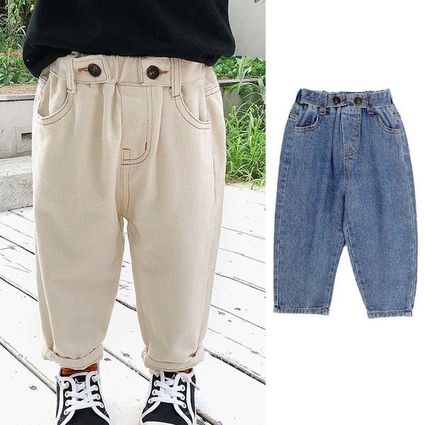 

jeans baby boys spring autumn kids jean pants children's cotton elastic waist clothes toddler denim trousers with pocket 230223, Blue