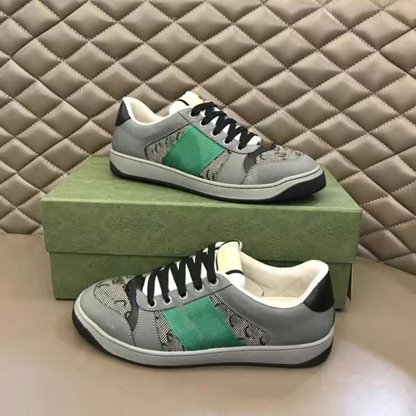 

screener sneaker beige butter dirty leather shoes italy vintage red and green web stripe luxurys designers sneakers rubber sole classic casu, Black