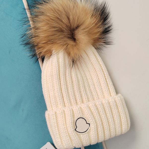 

designer winter knitted beanie woolen hat women chunky knit thick warm ur pom beanies hats female bonnet beanie caps 10 colors, Blue;gray
