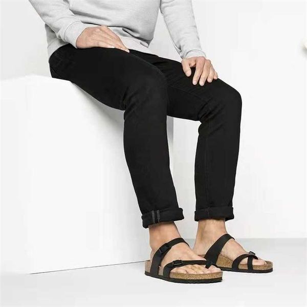 

luxury slippers designer birkinstocks sandals bucken slippers cork slippers shit feeling sandals women's household anti-skid men's, Black