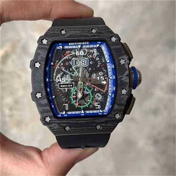

barrel luxury trend mens mechanical mechanics r watch hollow richa fashion richa's milles same wine carbon fiber, Black;brown
