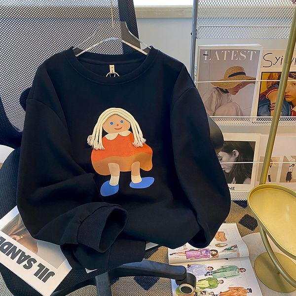 

women's hoodies sweatshirts tracksuit oneck cropped print drawstring long sleeve hooded female sport autumn casual loose streetwear tra, Black