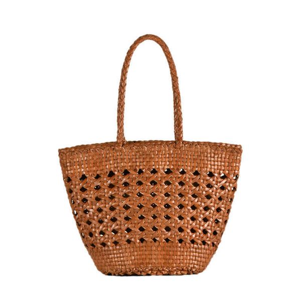 

beach bags french woven vegetable basket with cowhide cut-out handbag 230223