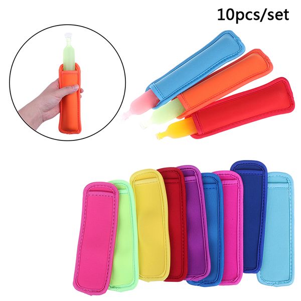 

ice packsisothermic bags 10pcs colorful popsicle holders neoprene pop sleeves cream holder kids er reusable summer icy block lolly food pack