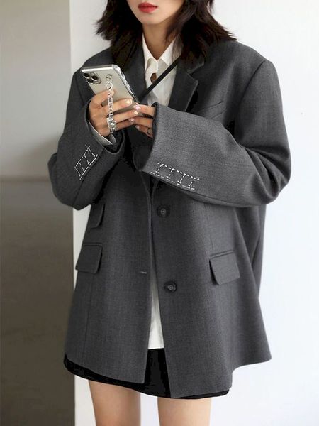 

women's suits blazers black blazer autumn casual loose long sleeve oversize blazers for women jackets femme outfit women blazers haraju, White;black