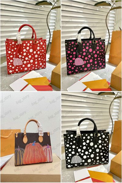 

yk colorful dots tote bag onthego mm gm yayoi kusama multicolored dots print shoulder bag large capacity shopping bag m46412