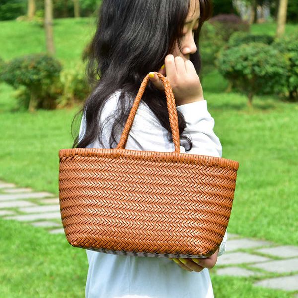 

beach bags woven bag leather french basket bag net red women's bag 230223