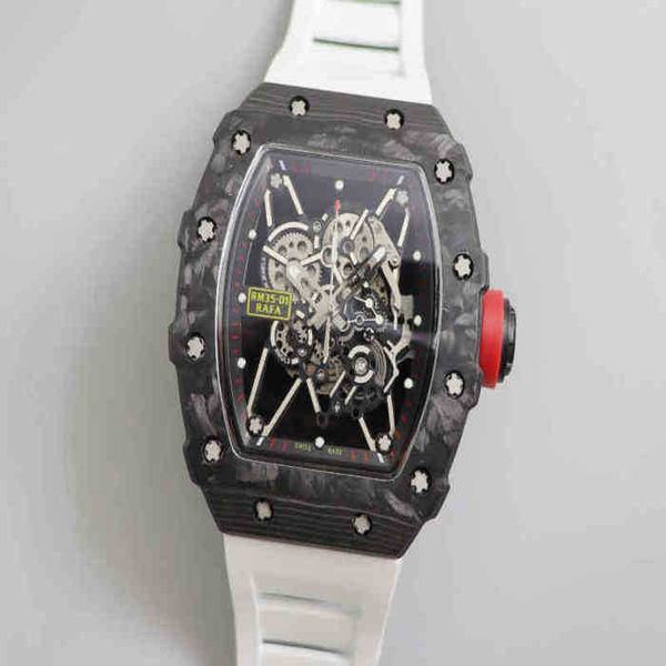 

carbon luxury eble mens mechanics watch case richa quality men wrist fibre hollowed es out superior 1 tc95, Black;brown