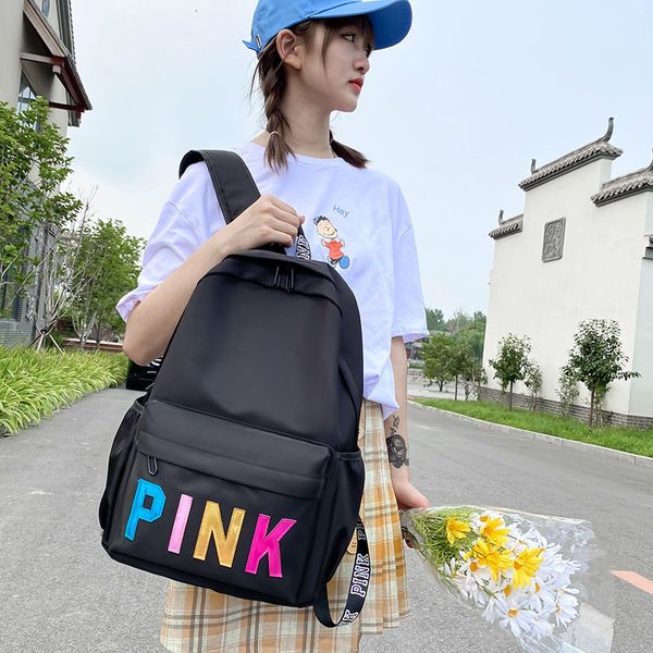 

waist bags fashion pink backpack women's sequin laser student letter 230223