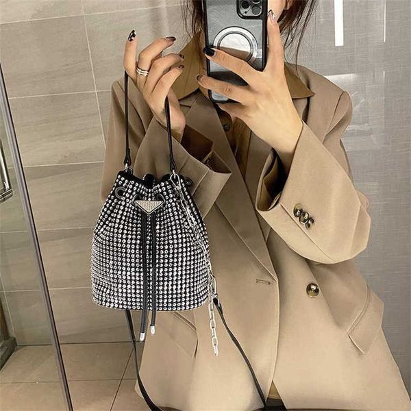 

handbag bucket women style one chain messenger rhinestone drawstring portable